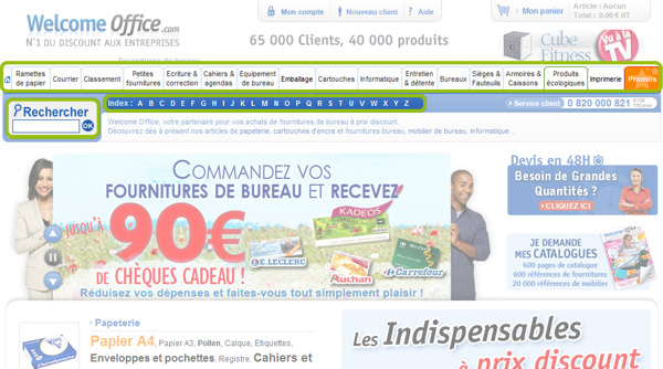 Page d'accueil du site Welcome Office