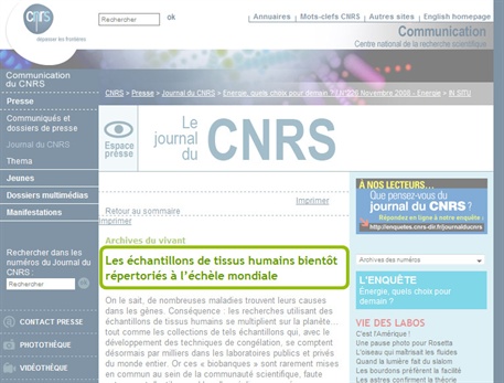 Vue d'écran d'un article du journal du CNRS avec le titre réécrit