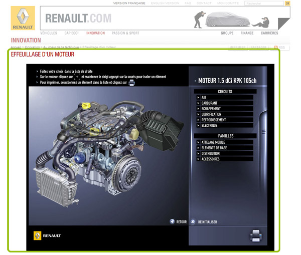 Page expertise du blog de Renault décrivant les pièces d'un moteur